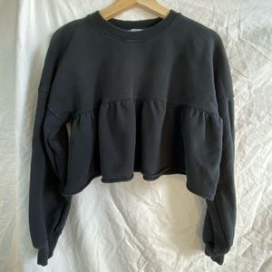 Zara cropped peplum navy sweatshirt US S